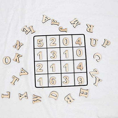 JKJF Wooden Alphabet Letters Capital Letter Unfinished Wood Sticker for DIY Craft, 26 Letters A to Z, 52 Pcs, 2 Sets