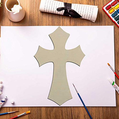 Creaides Wooden Cross DIY Crafts Cutouts Cross Shaped Unfinished Wood Slices Embellishments Ornaments for DIY Projects Halloween Christmas Party
