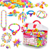 FUNZBO 500+ Snap Pop Beads for Kids Jewelry Making - Kids Crafts for Kids Ages 4-8, 6-8, Arts and Crafts Supplies, Kids Toys for Girls 3 4 5 6 7 8 9 FUNZBO