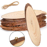 DEAYOU 8 Pack Natural Wood Slices, Unfinished Wood Crafts with Bark, Tree Slice Wooden Sign with Small Eye Ring, Wood Slab Plaque Plank for DEAYOU