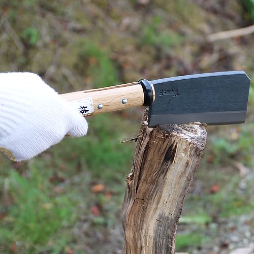 KAKURI Japanese NATA Small Hatchet Tool 5.3" [Double Bevel] Made in Japan, Japanese Wood Splitting Axe for Firewood KAKURI