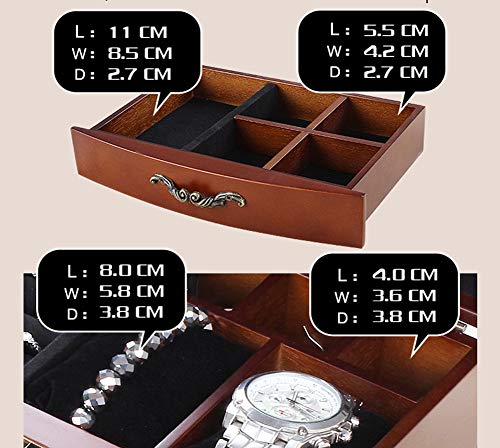 E-isata Solid Wooden Jewellery Box Jewelry Storage Box Organizer for Earring Bracelet Gift for Women Girlfriend Birthday Aniversary (Middle) E-isata