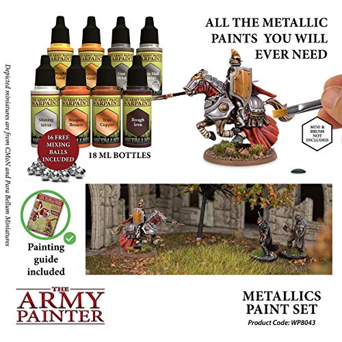 The Army Painter Metallic Paint Set-Hobby Acrylic Paint Set of 8 Metallic Acrylic Paint, 18ml Dropper Bottles-Acrylic Hobby Paint Set of Acrylic The Army Painter