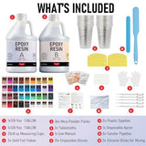 Smallbudi 2 Gallon Epoxy Resin Kit for Beginners, Resin Kit with 36 Mica Powder, Foil Flakes, Measuring Cups, Sticks-Resin Epoxy for Casting, Smallbudi