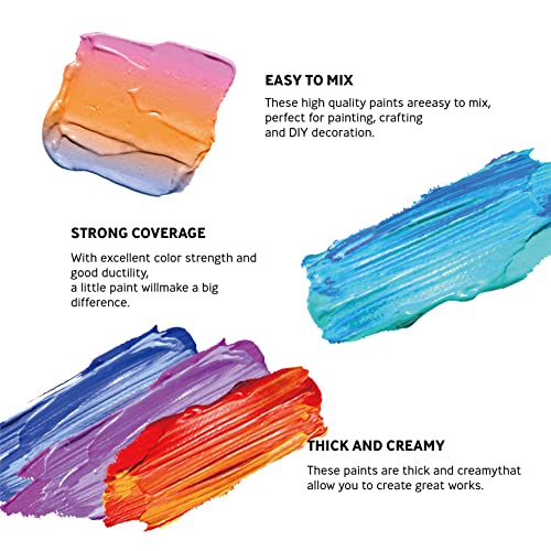 Acrylic Paint Set 30 Colors Craft Paints in Tubes with 10 Art Brushes Rich Pigment for Artists Beginners Kids Painting on Canvas Wood Fabric Crafts, INK LAB