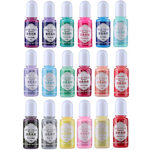 Miraclekoo 18 Colors Epoxy UV Resin Pigment Opaque Liquid Epoxy UV Resin Dye Resin Colorant, 0.35oz Each Miraclekoo