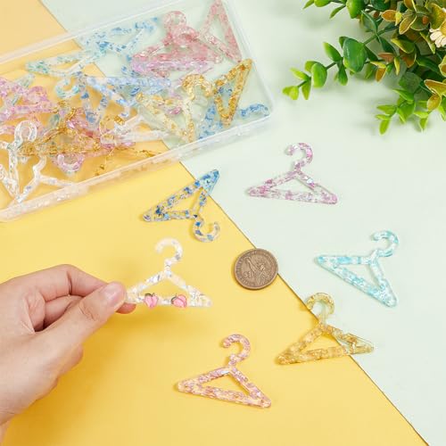 PH PandaHall 30pcs Earring Hanger 6 Colors Jewelry Hanger Clothes Hanger Shape Earring Holder with Glitter Necklace Mini Hanger Rack Dangle Earring