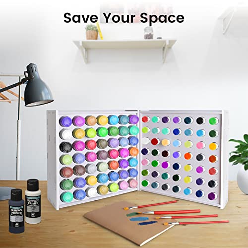 YUIONNAY Craft Paint Storage-Paint Rack Organizer with 49 Holes for Miniature Paint Set - Wall-Mounted Craft Paint Storage Rack - 2oz Craft Paint