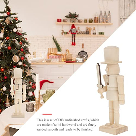 Veemoon Christmas Wooden Unpainted Mini Wooden Figurines DIY Blank Unpainted Nutcracker Puppet Walnut Soldier Ornament Decoration Veemoon