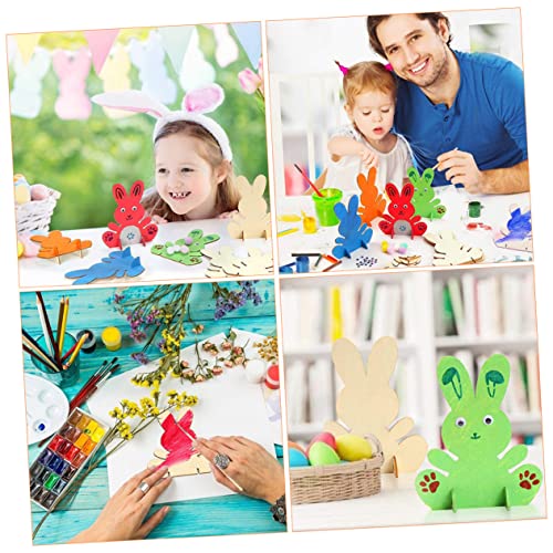 Holibanna 10pcs Handmade Rabbit Material Farmhouse Easter Egg Table Signs Unfinished Bunny Decor Easter Table Decor Tray Decor Unfinished Bunny Table Holibanna