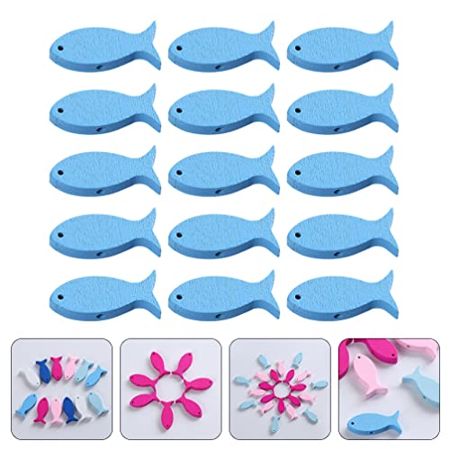 SEWACC 100pcs Fish Wood DIY Crafts Cutouts Wooden Fish Shaped Hanging Ornaments Unfinished Wood Signs Sea Animals Ornaments for Wedding Birthday SEWACC