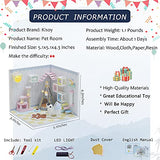 Kisoy Dollhouse Miniature with Furniture Kit, DIY 3D Wooden DIY House Kit A Corner of a Small Apartment Style with Dust Cover & LED,Handmade Tiny Kisoy