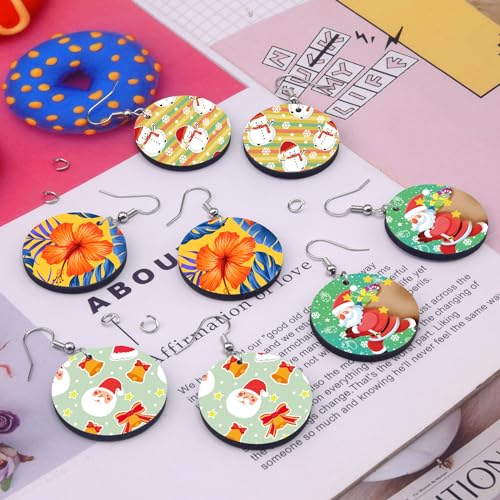 Duufin 120 Pcs Round Sublimation Earring Blanks with Earring Hooks and Jump Rings Heat Transfer Earring Blanks Unfinished MDF Round Earring Blanks