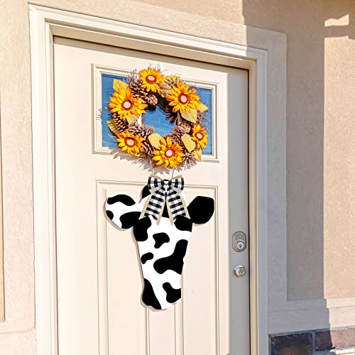 Heifer Cutout Unfinished Wood Cow Country Farm Wooden Door Hanger Wood Cutouts Blank Wood Cow Slice with Ribbon and Twine for DIY Crafts Country Weysat