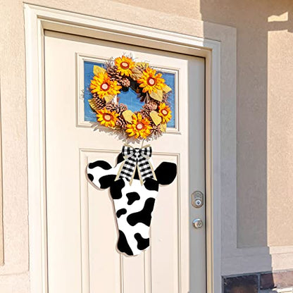 Heifer Cutout Unfinished Wood Cow Country Farm Wooden Door Hanger Wood Cutouts Blank Wood Cow Slice with Ribbon and Twine for DIY Crafts Country
