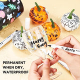 Arrtx Acrylic Paint Pens, 10 Pack Extra Brush Tip White Paint Markers Metallic for Rock Fabric Wood Glass Canvas Ceramic, 4 White 4 Black 1 Gold & 1 Arrtx