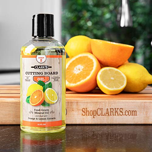 CLARK'S Cutting Board Oil - Food Grade Mineral Oil for Cutting Board - Enriched with Lemon and Orange Oils - Butcher Block Oil and Conditioner -