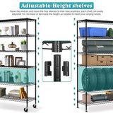 YRLLENSDAN 6 Tier Wire Shelving Unit 6000lbs Capacity Metal Storage Shelves with Wheels Height Adjustable Heavy Duty Steel Shelf for Kitchen YRLLENSDAN
