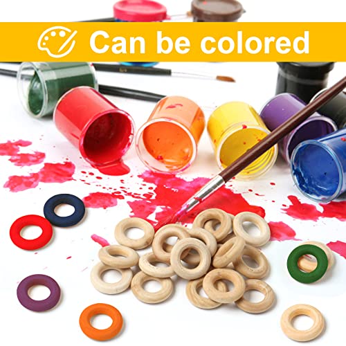 Ira Pollitt 150 Pcs 25 mm/1 inch Wooden Craft Ring Natural Unfinished Mini Wooden Rings Circle Wood Pendant Connectors for DIY Projects Jewelry and Ira Pollitt