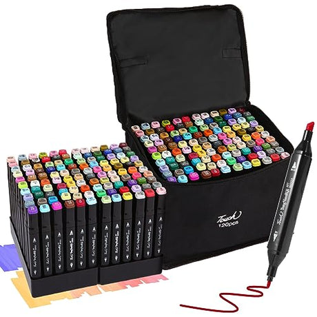Hyrrt 120 Colors Dual Tips Alcohol Markers, Art Markers Pens with Pen Holder, Permanent Sketch Markers Set for Kids Adults Coloring,Painting, Hyrrt