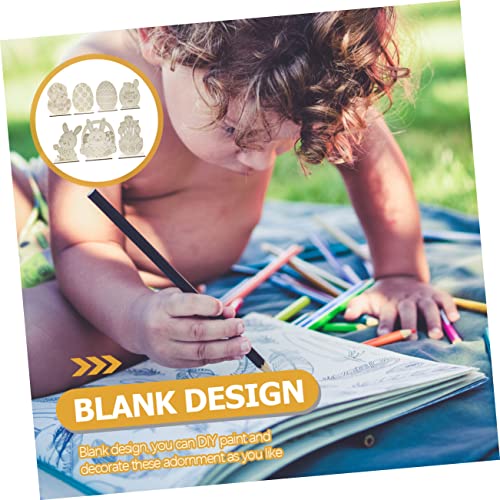 TEHAUX 7pcs Home Rabbit Decoration Animal Figurine Decor Unfinished Wood Easter Egg Easter Bunny Decor Easter Statues Spring Decor for Home Wood TEHAUX