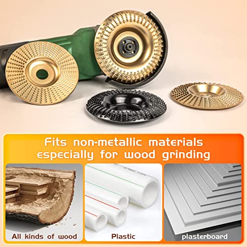 BLEKOO 4PC Angle Grinder Wood Carving Disc Set, for 4" or 4 1/2" Angle Grinder with 5/8" Arbor, Wood Shaper Carving Disc for Angle Grinder blekoo