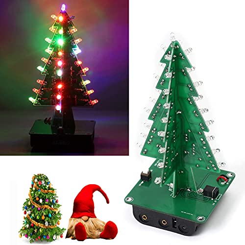 Adeept Colorful 3D Xmas Christmas Tree Led DIY Kits, 7 Color Flash RGB LED Circuit Electronic Assemble Funny Kits, STEM Project PCB Board for Student Adeept