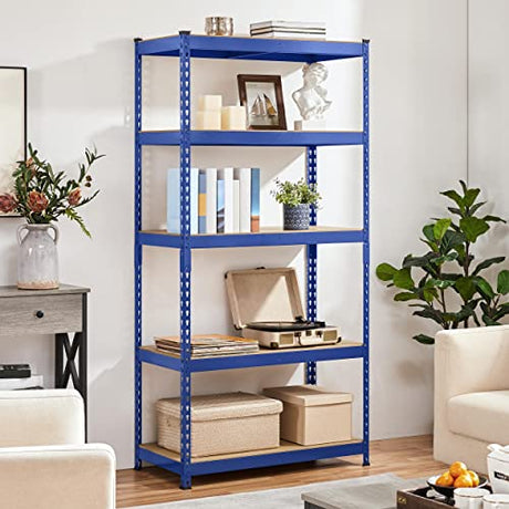 Topeakmart 5-Tier Utility Shelves, Metal Storage Shelves Garage Shelving Unit Adjustable Garage Storage Shelves Storage Racks Heavy Duty Shed Topeakmart