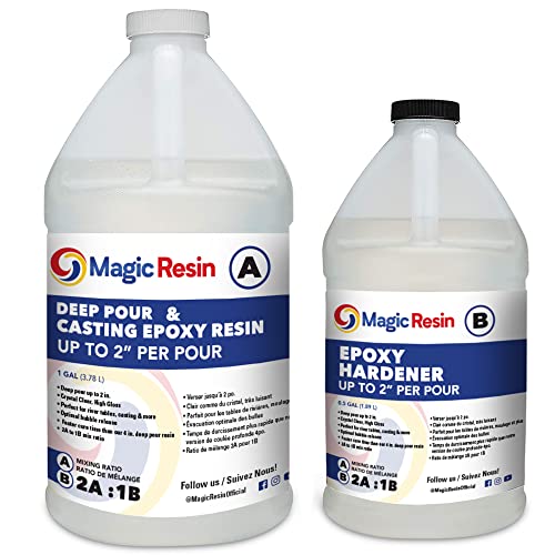 Deep Pour Epoxy Resin for River Table | 1.5 Gallon (5.7 L) | 2'' DEEP Pour, Casting & Art Epoxy Resin Kit | Low VOC & Low Odor | for River Tables, Magic Resin
