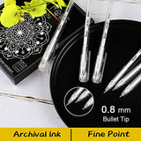 Dyvicl White Gel Pens, 0.8 mm Fine Pens Gel Ink Pens for Black Paper Drawing, Sketching, Illustration, Adult Coloring, Journaling, Set of 12 Dyvicl