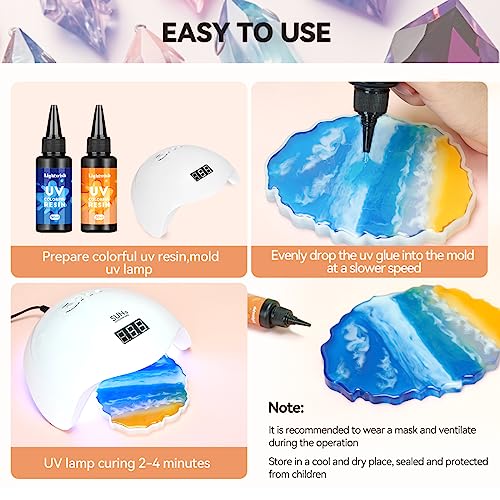 Colored UV Resin,6 Colors UV Resin Kit,Quick Ultraviolet Curing Epoxy Resin for Craft,Jewelry Making,DIY Making, (50g Each)