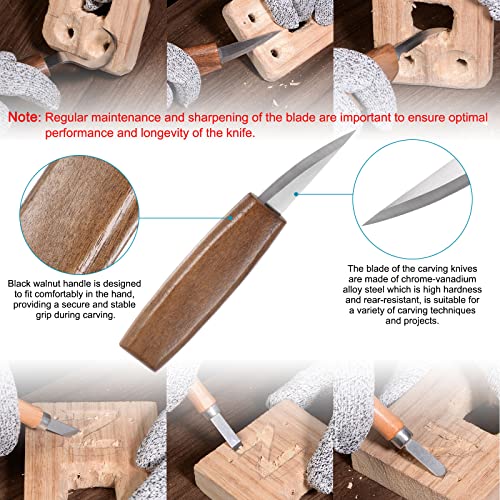 HARFINGTON Wood Carving Tools 10in1 Set Whittling Knife, Detail Knife, Hand Carving Woodworking Tool with Roll Bag for Engraver, Carpenter and HARFINGTON