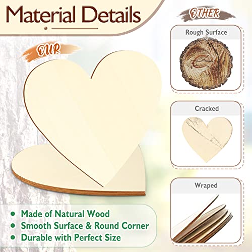 Wood Hearts for Crafts 12 Inch, 4 Pack DIY Blank Wooden Heart Shape Ornaments for Crafts Unfinished Hearts Wood Cutout for Crafts Valentine's Hearts Boqin