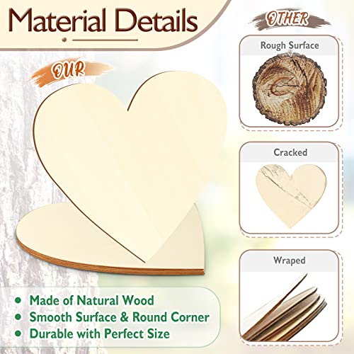 Wood Hearts for Crafts 12 Inch, 4 Pack DIY Blank Wooden Heart Shape Ornaments for Crafts Unfinished Hearts Wood Cutout for Crafts Valentine's Hearts - WoodArtSupply