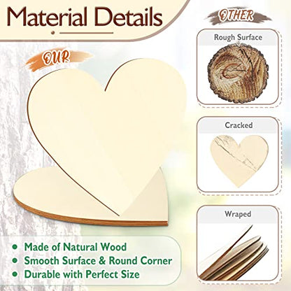 Wood Hearts for Crafts 12 Inch, 4 Pack DIY Blank Wooden Heart Shape Ornaments for Crafts Unfinished Hearts Wood Cutout for Crafts Valentine's Hearts - WoodArtSupply