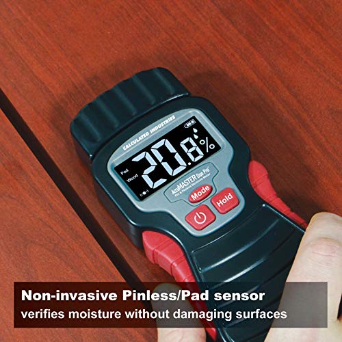 Calculated Industries 7445 AccuMASTER Duo Pro Pin & Pinless Moisture Meter Detects Hidden Leaks and Moisture | Combo Non-invasive Pad + Pin Sensors | - WoodArtSupply