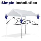 Carport Replacement Canopy, Replacement Top Cover for 12' x 20' Carport Frame, 180G PE Fabric Waterproof & UV Protected Tarp with Ball Bungees, White Vanteriam