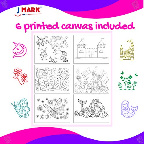 J MARK Pain Set for Kids – Acrylic Kids Painting Kit with Storage Bag, Washable Paints, Easel, Canvases, Brushes and More, Complete Kids Painting Set - WoodArtSupply