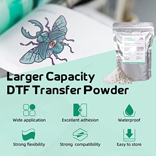 GO2CRAFT DTF Transfer Flim Powder Kit, 20Pcs DTF Film for DTF Sublimation Printer,17.6oz/500g White Digital Hot Melt Adhesive DTF Powder,Washable & GO2CRAFT
