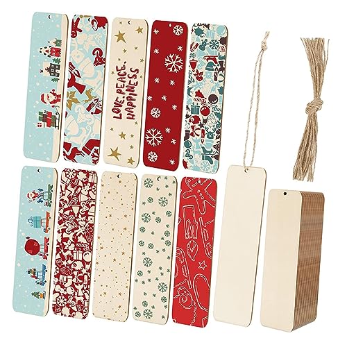Tofficu 1 Set Wooden Bookmark Wood Crafts Tags Wooden Craft Bookmarks Unfinished Bookmark Blank Wooden Gift Tags Labels Lables Rustic Blank DIY Tofficu