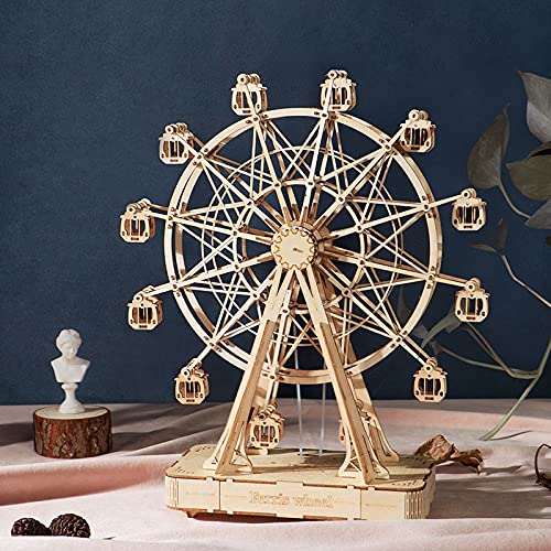 Rolife Ferris Wheel Music Box 3D Wooden Puzzle Kit for Adults and Kids - WoodArtSupply