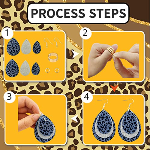 AOUXSEEM 181 Pcs Faux Leather Earrings DIY Making Kit, Contains 60 Pre Cut Metallic Vinyl and Leopard Printed Fabric Earring Pieces,60 Earring Hooks AOUXSEEM