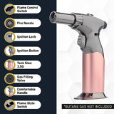 Dual Flame Butane Torch Gun - Refillable Luxury Hand Held Mini Blow Torch for Cooking, Creme Brulee, Soldering, Welding, & Resin Art - Adjustable inZaynity