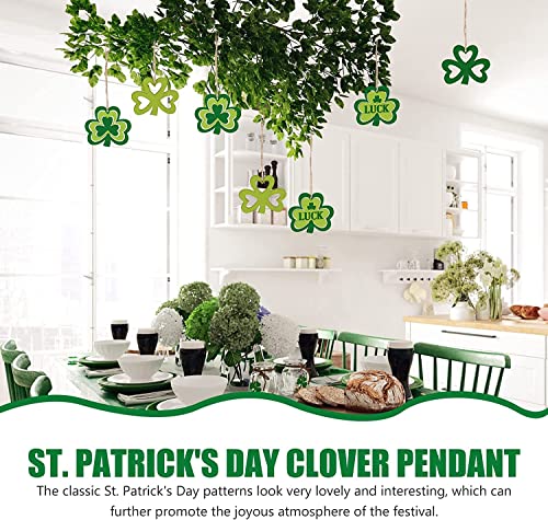 HIPIHOM St. Patrick's Day Shamrock Wooden Ornaments Unfinished Wood Clover Cutouts with Ropes for St. Patrick's Party Tree Table Decorations (30 - WoodArtSupply