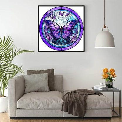 ajepon 5D Butterfly Diamond Painting Kits for Adults-Stained Glass Butterfly Diamond Art Kits for Adults, Butterfly Gem Art Kits for Adults for Gift - WoodArtSupply