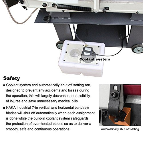 KAKA INDUSTRIAL Band Saw BS-712N, 4 step blade speeds Horizontal metal cut band saw with 1.5HP motor 115V and 230V Single phase