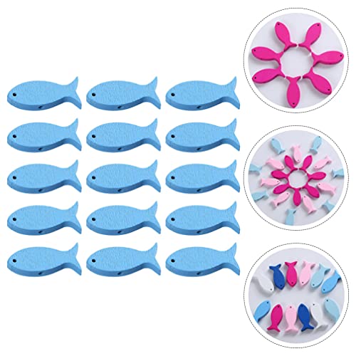 SEWACC 100pcs Fish Wood DIY Crafts Cutouts Wooden Fish Shaped Hanging Ornaments Unfinished Wood Signs Sea Animals Ornaments for Wedding Birthday SEWACC