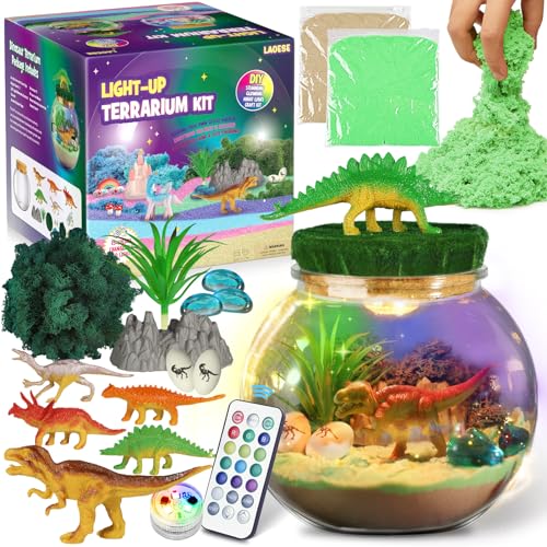 Dinosaur Gifts for Boys - Dinosaur Terrarium Kit for Kids - Birthday Gift for Boys Ages 4 5 6 7 8-12 Year Old - DIY Dinosaur Toys for Boys - Arts and LAOESE