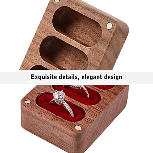 Always & Forever Ring Box 3 Slot for Wedding Ceremony Engagement Valentine's Day Birthday Ring Bearer Box Walnut Wooden Ring Box Engrave Wedding Ring Roycraft
