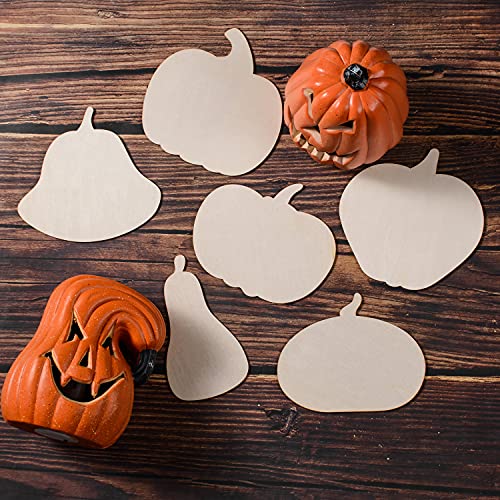 36 Pieces Unfinished Wood Pumpkin Cutout Shapes 6 Inch Pumpkin Wood DIY Crafts Cutouts for Halloween Fall Thanksgiving DIY Crafts MixTeach